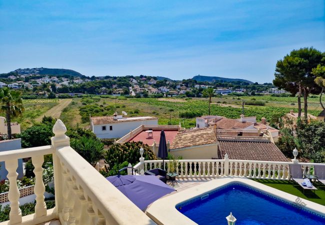 Views from the upper balcony over the protected landscape of Les Sorts Teulada Moraira.