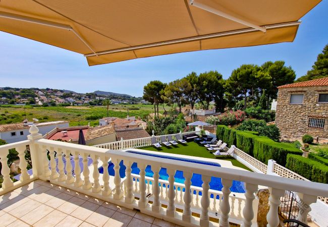 Views from the upper balcony over the protected landscape of Les Sorts Teulada Moraira.